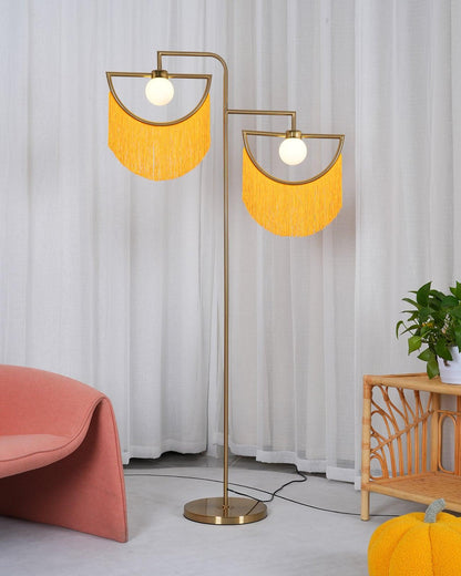 Wink Gold Pendant Floor Lamp with Fabric Fringes