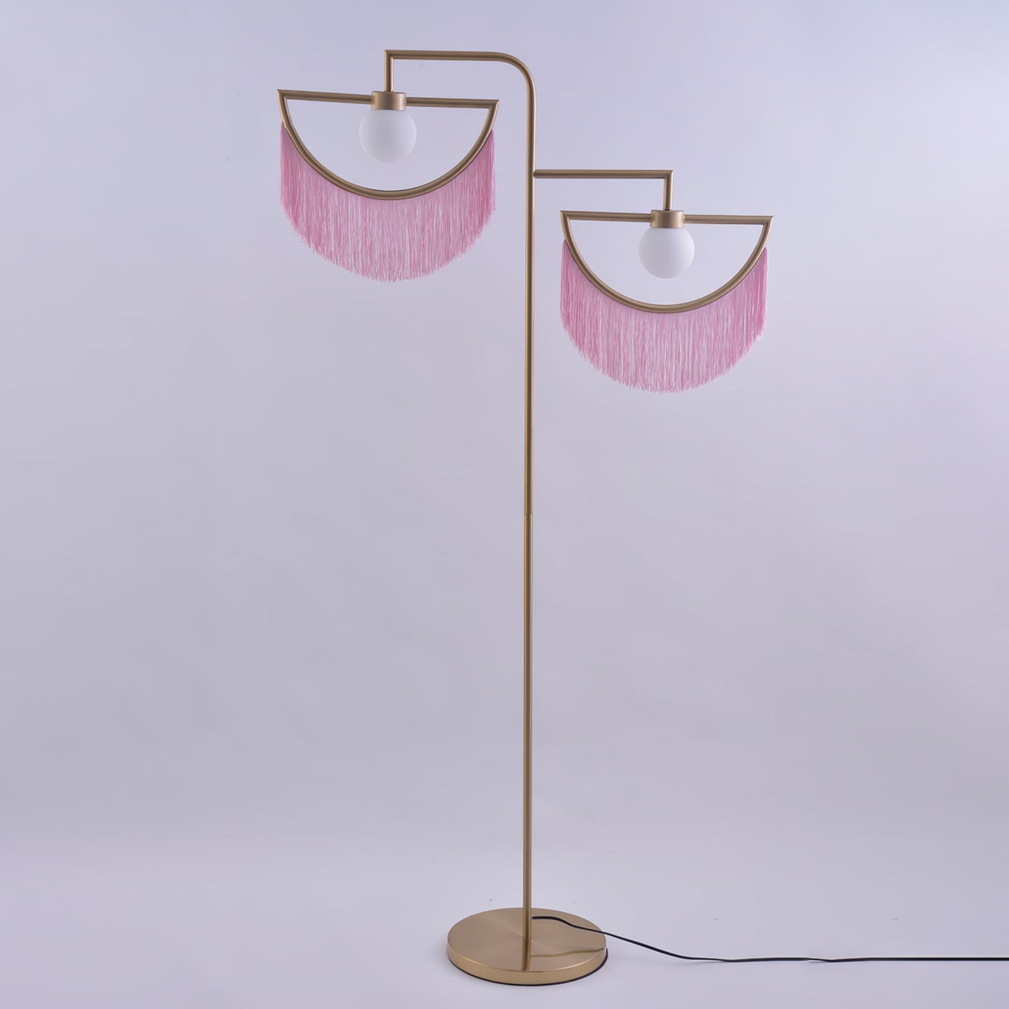 Wink Gold Pendant Floor Lamp with Fabric Fringes
