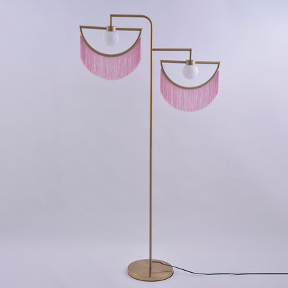 Wink Gold Pendant Floor Lamp with Fabric Fringes