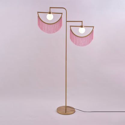 Wink Gold Pendant Floor Lamp with Fabric Fringes