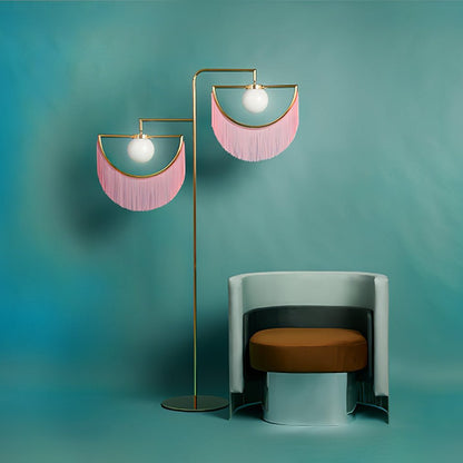 Wink Gold Pendant Floor Lamp with Fabric Fringes