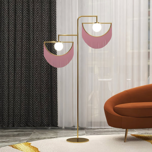 Wink Gold Pendant Floor Lamp with Fabric Fringes