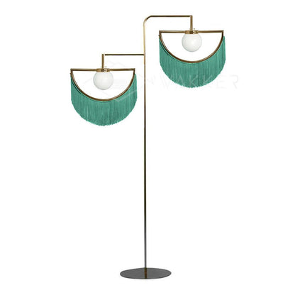 Wink Gold Pendant Floor Lamp with Fabric Fringes
