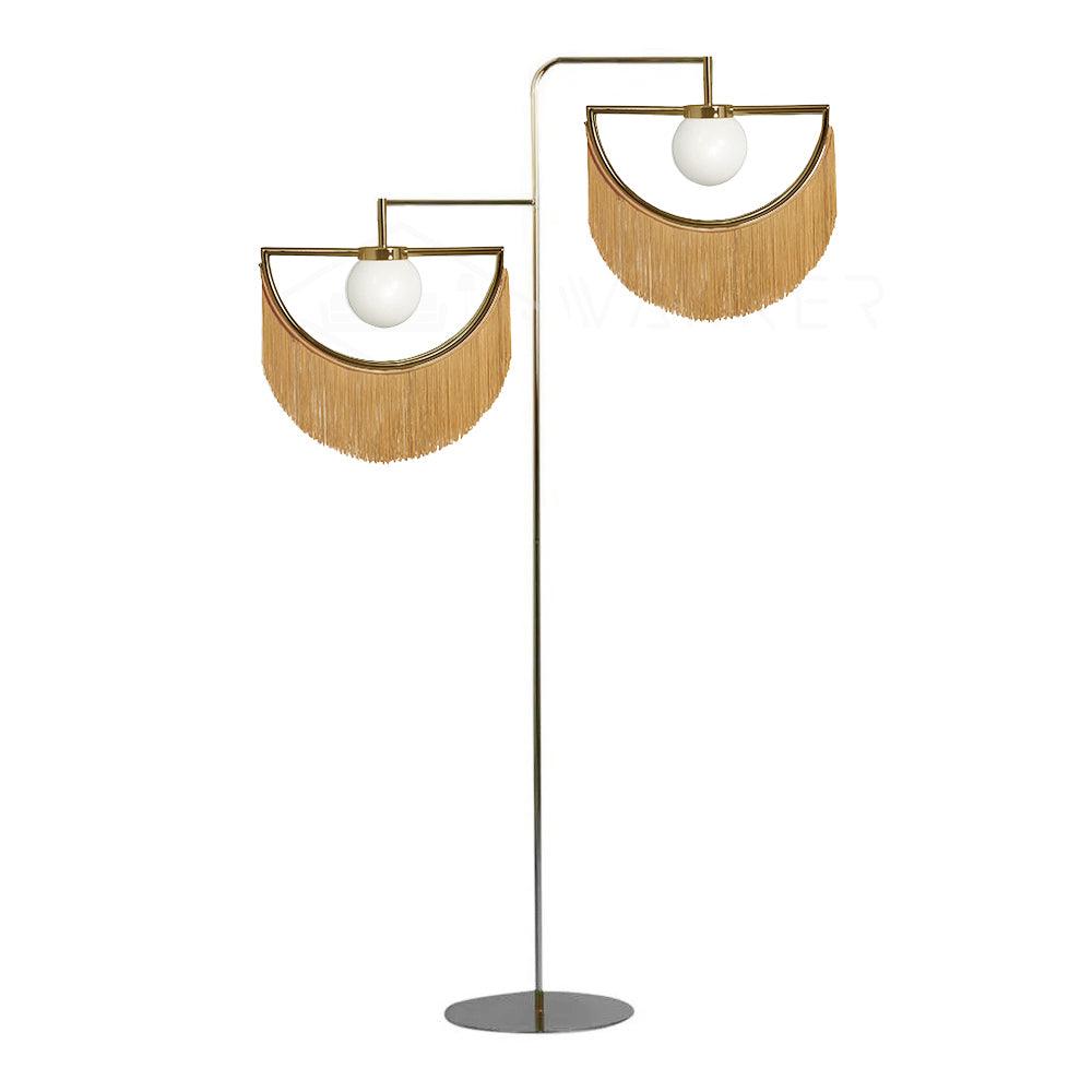 Wink Gold Pendant Floor Lamp with Fabric Fringes