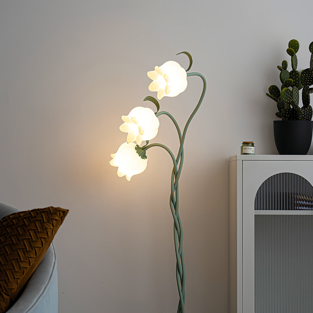 Floral Floor Lamp Three Head Glass LED French Country Elegant Home Lighting