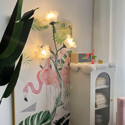 Floral Floor Lamp Three Head Glass LED French Country Elegant Home Lighting