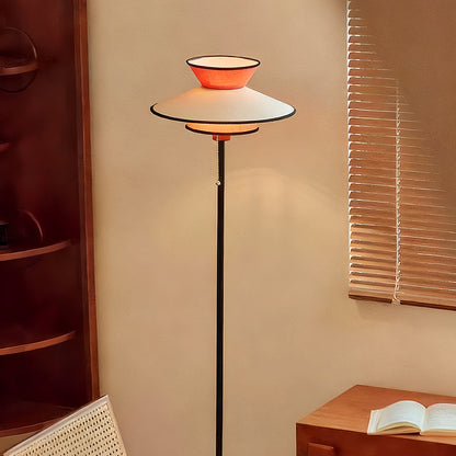 Ambient Floor Lamp Vintage Pull Chain Switch Fabric Shade Lighting