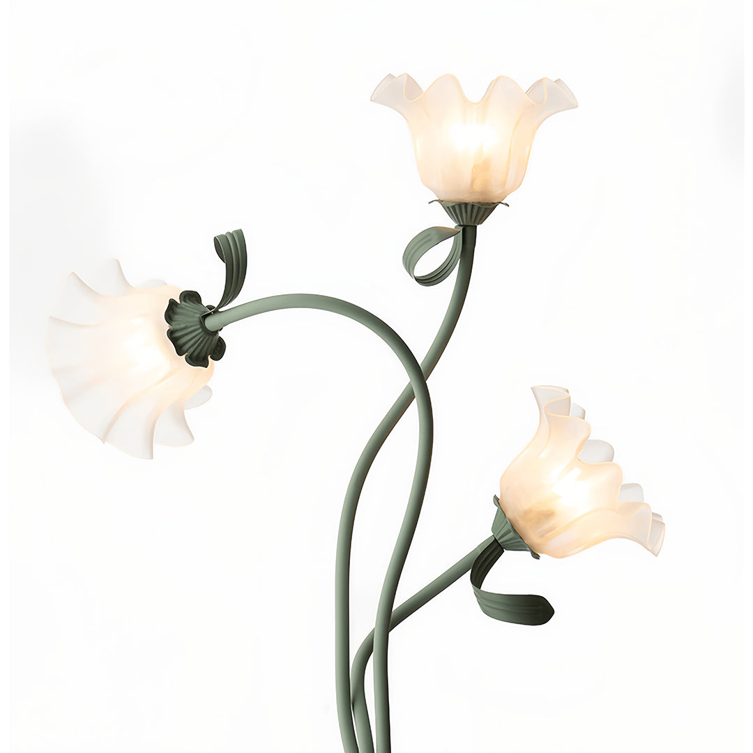 Floral Floor Lamp Three Head Glass LED French Country Elegant Home Lighting