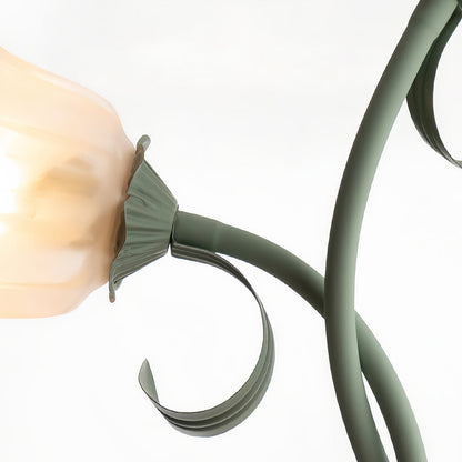 Floral Floor Lamp Three Head Glass LED French Country Elegant Home Lighting