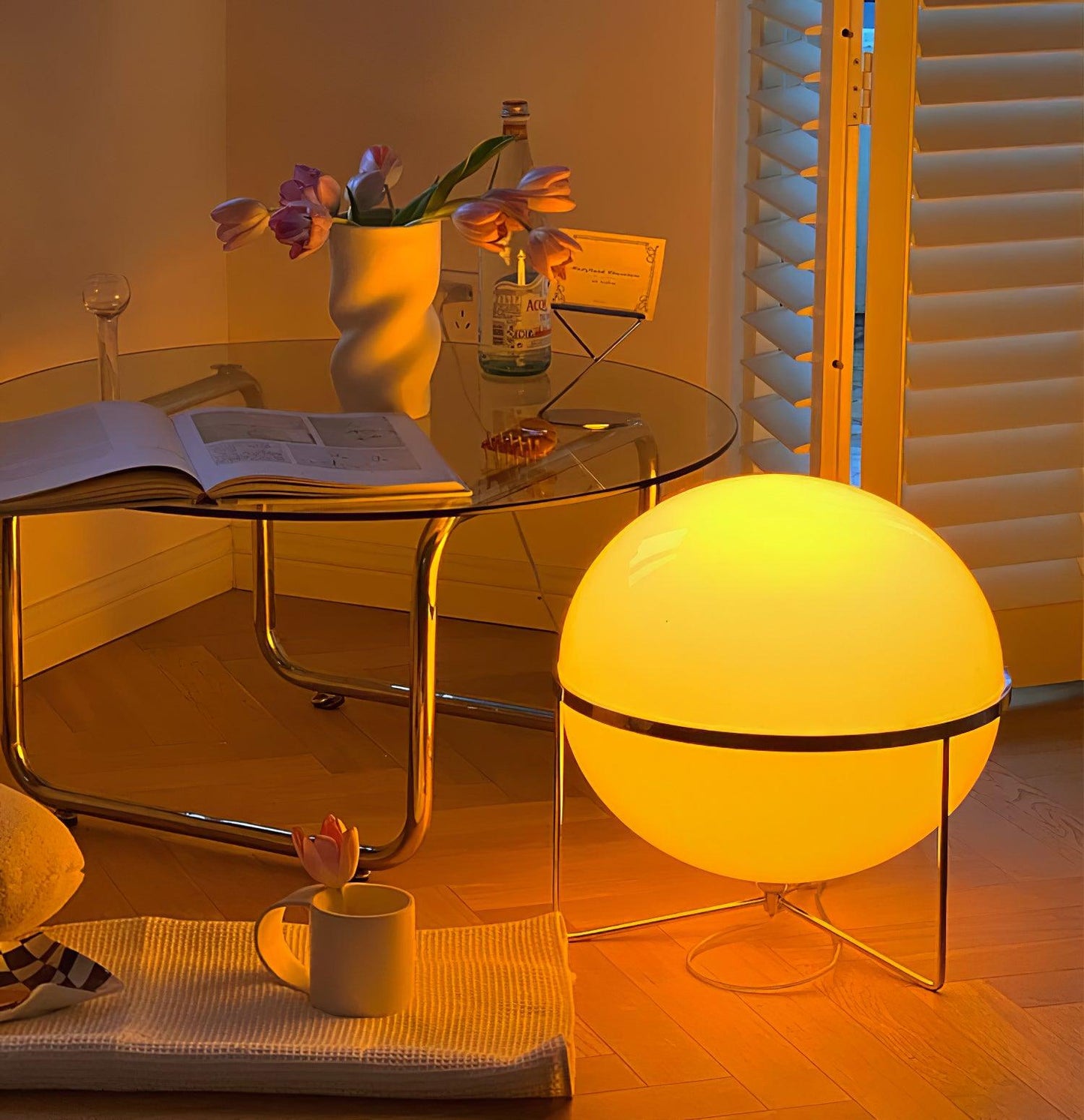 Yolk Table Lamp Yellow White Shade LED Modern Decor Lighting