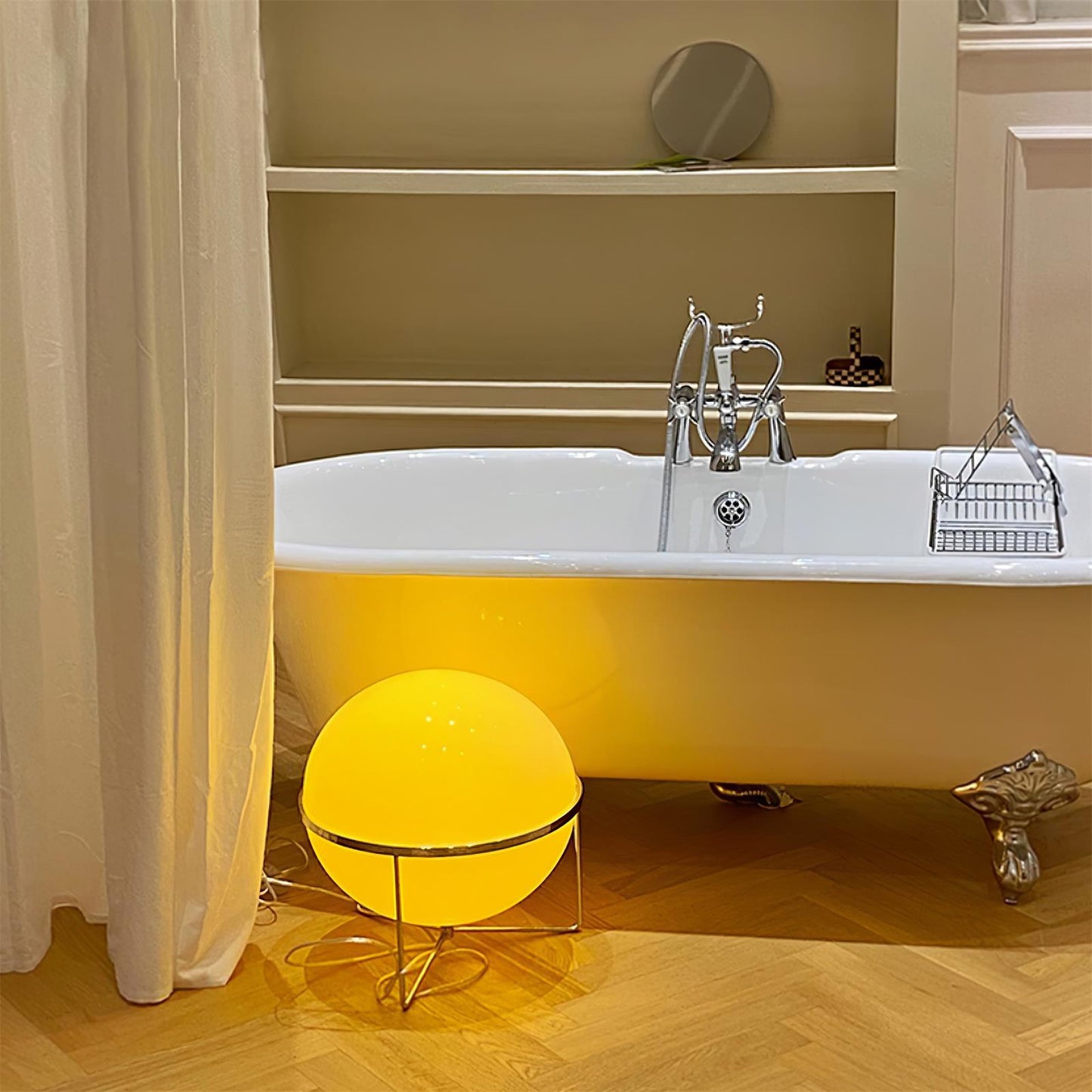 Yolk Table Lamp Yellow White Shade LED Modern Decor Lighting