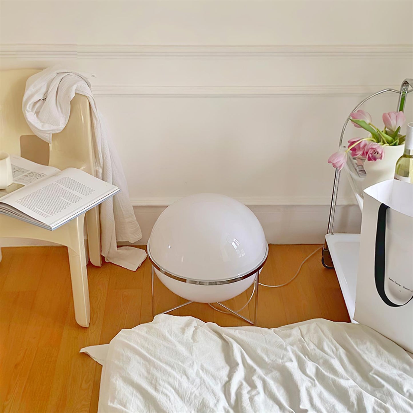 Yolk Table Lamp Yellow White Shade LED Modern Decor Lighting