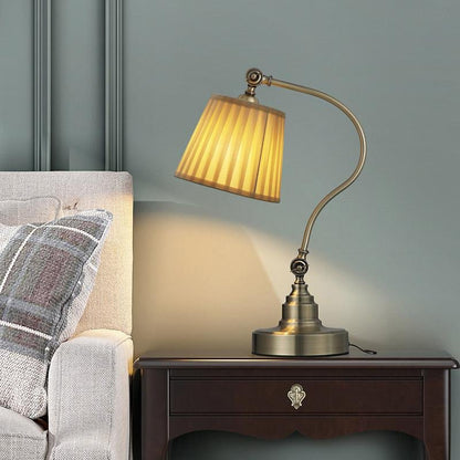 Empire-Style Industrial Metal Desk Lamp – Curved Arm Adjustable Task Light for Refined Workspaces