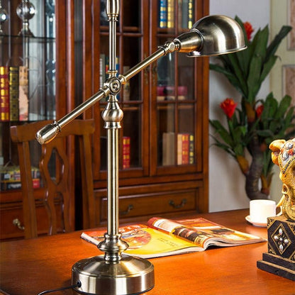 Vintage Metallic Dome Desk Lamp – Adjustable Flexible Arm Table Light for Study, Bedroom & Home Office
