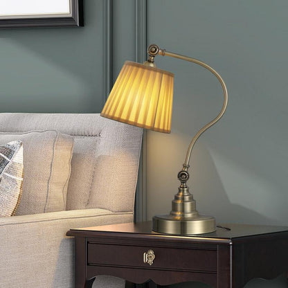 Empire-Style Industrial Metal Desk Lamp – Curved Arm Adjustable Task Light for Refined Workspaces