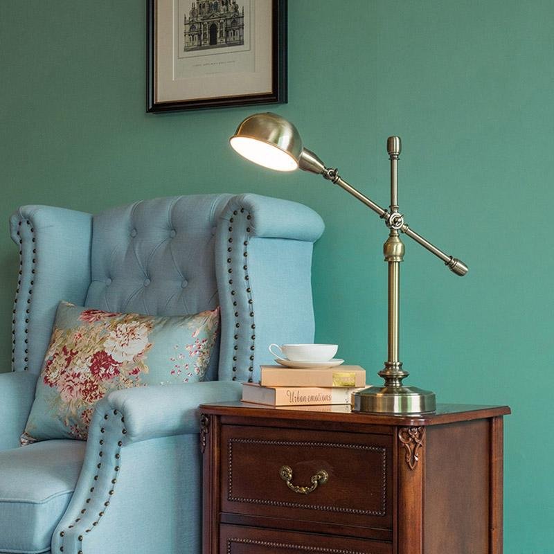 Vintage Metallic Dome Desk Lamp – Adjustable Flexible Arm Table Light for Study, Bedroom & Home Office