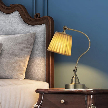 Empire-Style Industrial Metal Desk Lamp – Curved Arm Adjustable Task Light for Refined Workspaces