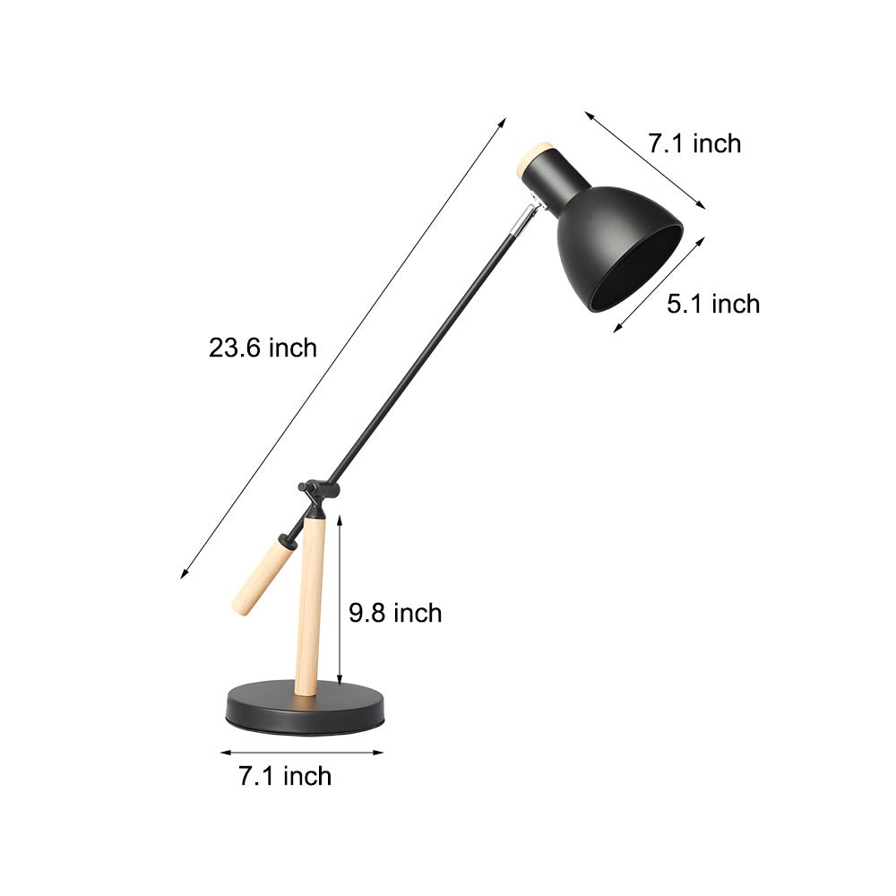 Adjustable Rotatable Wood & Metal Desk Lamp – Modern Reading Light for Home Office & Bedroom