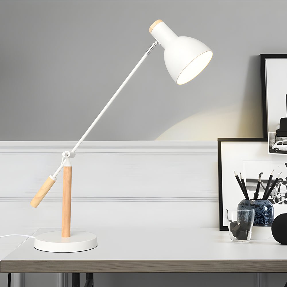 Adjustable Rotatable Wood & Metal Desk Lamp – Modern Reading Light for Home Office & Bedroom