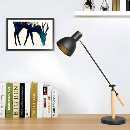 Adjustable Rotatable Wood & Metal Desk Lamp – Modern Reading Light for Home Office & Bedroom