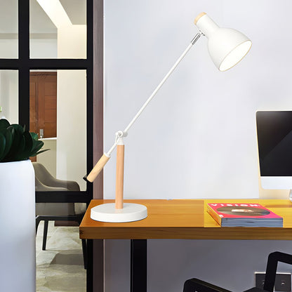 Adjustable Rotatable Wood & Metal Desk Lamp – Modern Reading Light for Home Office & Bedroom
