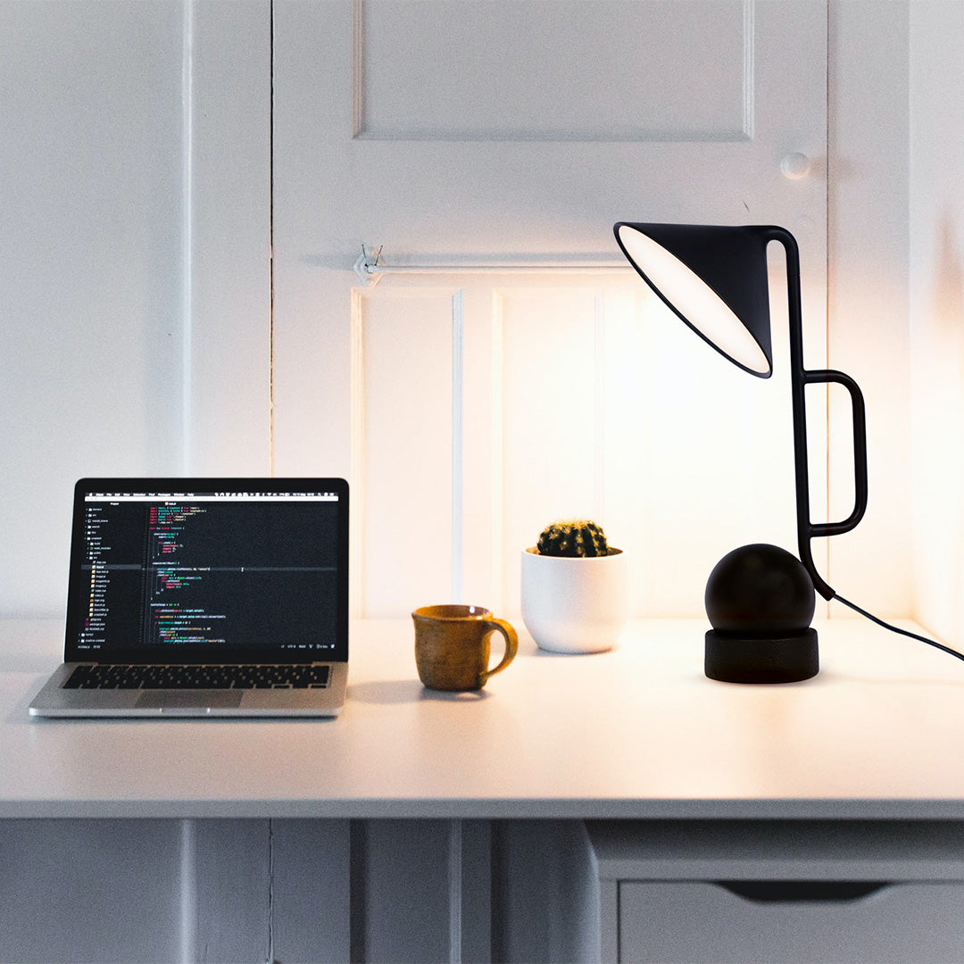 LED Dumbbell Desk Lamp – Creative Industrial Black Table Light for Home Office, Study & Bedroom