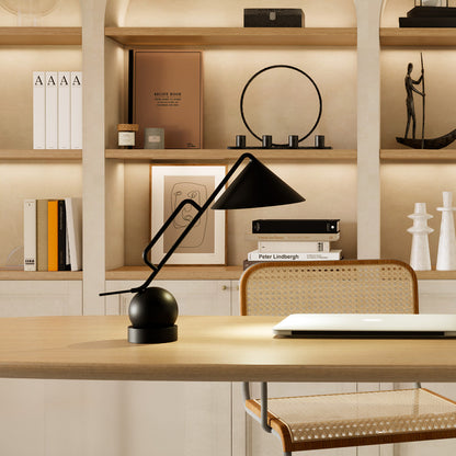 LED Dumbbell Desk Lamp – Creative Industrial Black Table Light for Home Office, Study & Bedroom