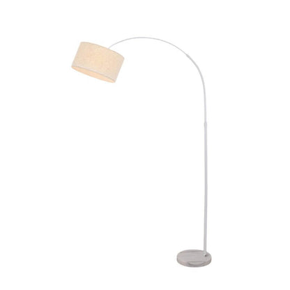 Tall Arc Floor Lamp Marble Base Fabric Shade Modern Living Room Lamp