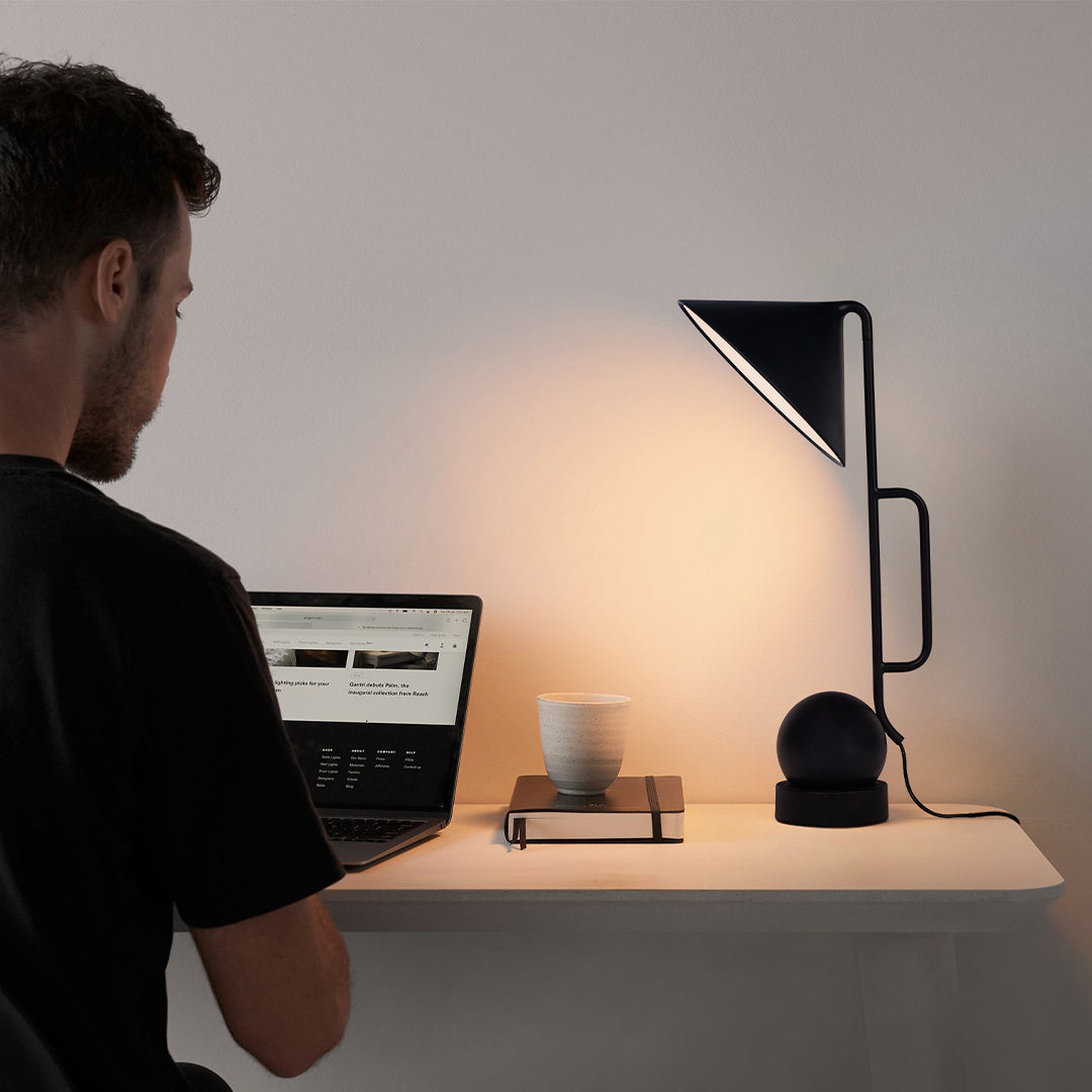 LED Dumbbell Desk Lamp – Creative Industrial Black Table Light for Home Office, Study & Bedroom