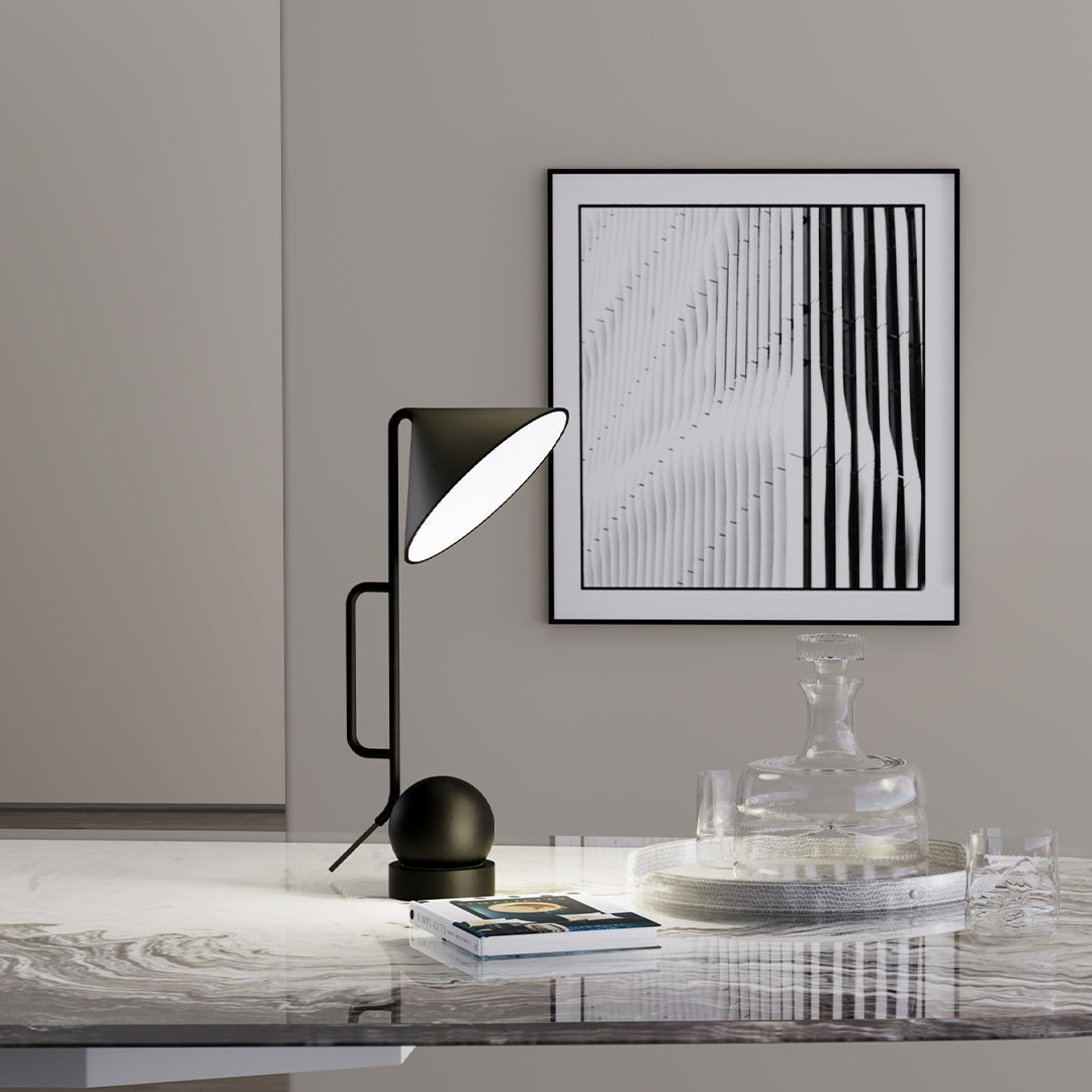 LED Dumbbell Desk Lamp – Creative Industrial Black Table Light for Home Office, Study & Bedroom