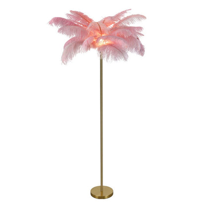 Feather Floor Lamp Ostrich Feather Modern Glam Gold Accent Lighting