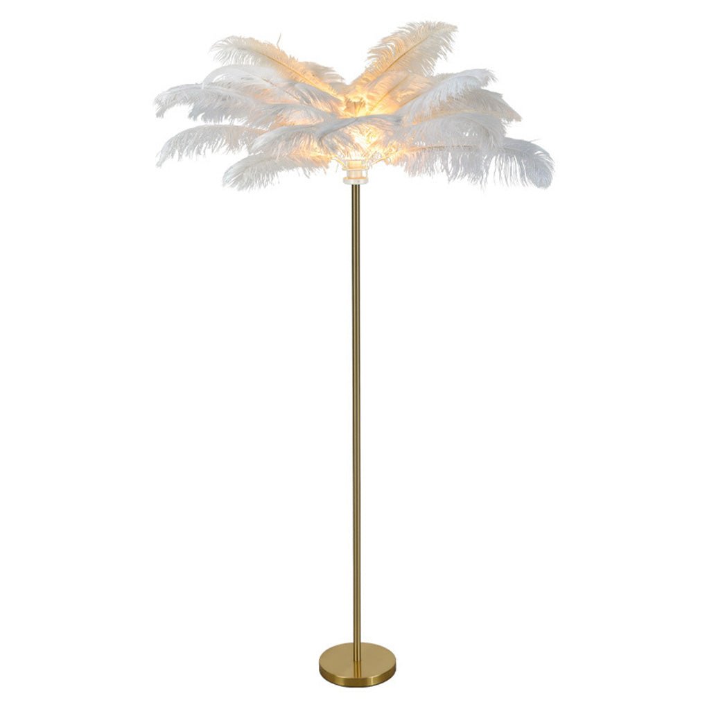 Feather Floor Lamp Ostrich Feather Modern Glam Gold Accent Lighting
