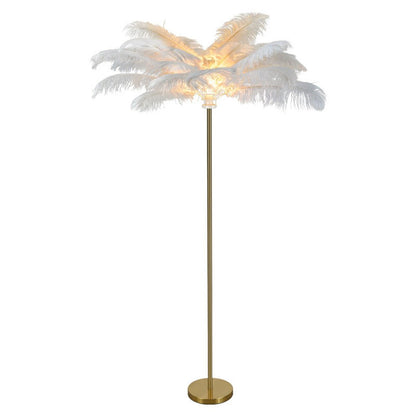 Feather Floor Lamp Ostrich Feather Modern Glam Gold Accent Lighting